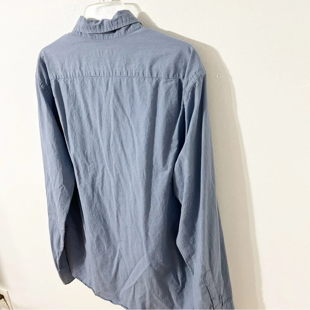 J. Crew Mercantile Casual Long Sleeve Button-Down Shirt Breast Pocket Blue Cuffs